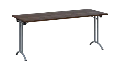 SLA 180 lak skládací jednací stůl 1800x700, deska 25 mm, podnož stříbrný lak, deska ořech královský